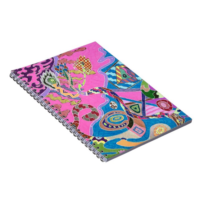 Caderno Espiral Shore rosa, Abstrato Art (Lado Direito)