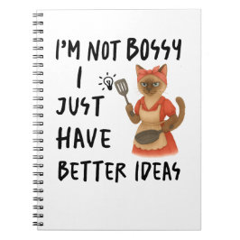 Caderno Espiral Siamese cat with text I am not bossy 