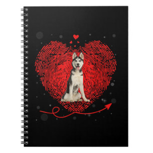 Caderno Espiral Siberian Husky Heart Love   Presente de Namorados 