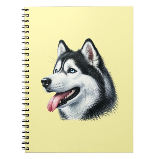 Caderno Espiral Siberian Husky Watercolor Portrait  (Frente)