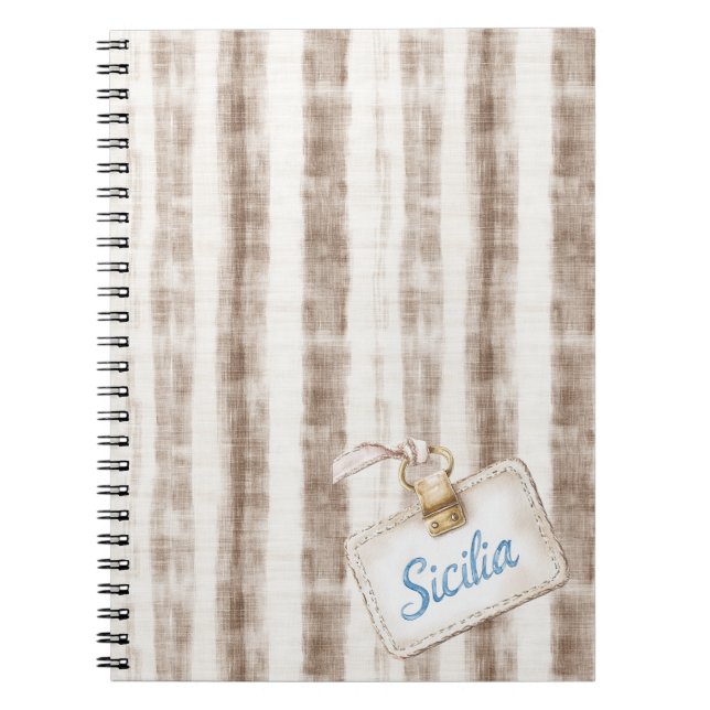 Caderno Espiral Sicily Cream Rustic Brown Stripes (Frente)
