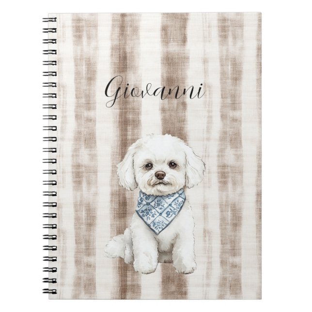 Caderno Espiral Sicily Rustic Brown Stripes Dog (Frente)