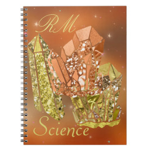 Caderno Espiral Sienna Coral e Dourados Faux Glitter Crystals