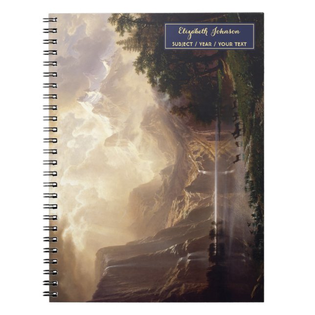 Caderno Espiral Sierra Nevada Arte Paisagístico Monograma Dourado  (Frente)