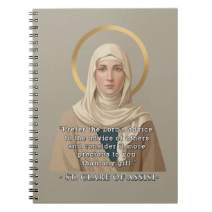 Caderno Espiral Siga o Conselho do Senhor, Sta. Clara de Assis