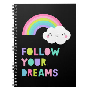 Caderno Espiral Siga os seus sonhos, sua nuvem de arco-íris