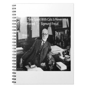 Caderno Espiral Sigmund Freud em Seu Escritório & Citação de Gato