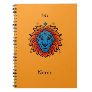 Caderno Espiral Signo de Leão Pop Art - Ilustração Retro de Leão