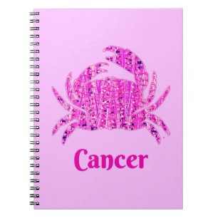 Caderno Espiral Signo do zodíaco para Câncer em Marrom e Roxo