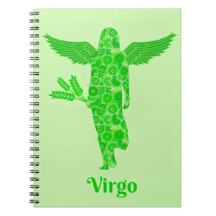 Caderno Espiral Signo do zodíaco para Virgem em Tons de Verde