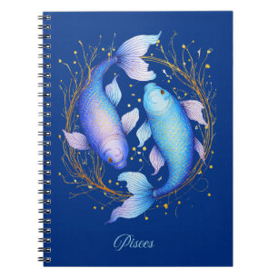 Caderno Espiral Signo Zodíaco de Peixes, Dois Peixes Koi Graciosos