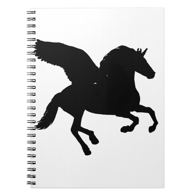 Caderno Espiral Silhouette de Unicórnio Alado (Frente)