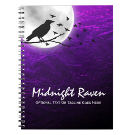 Caderno Espiral Silhueta Black Crow Raven em Lua Edgy Gótica