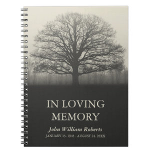 Caderno Espiral Silhueta da árvore em Guestbook Loving da memóri