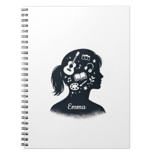 Caderno Espiral Silhueta da Mente Criativa Arte Personalizada
