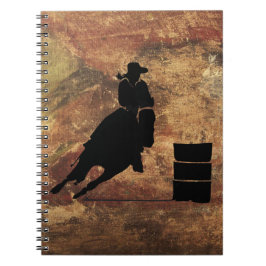 Caderno Espiral Silhueta de Barrel Racing Girl em uma textura verd