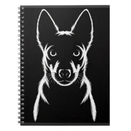 Caderno Espiral Silhueta de Cão Minimalista em Preto