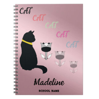 Caderno Espiral Silhueta de Gato Preto Modificar Texto e Opacidade