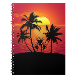 Caderno Espiral Silhueta de Palmeiras ao Pôr do Sol-65143
