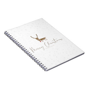Caderno Espiral Silhueta de rena em arte linear da SlipperyJoe min