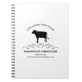 Caderno Espiral Silhueta de Vaca da Fazenda Elegante