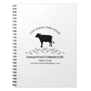 Caderno Espiral Silhueta de Vaca da Fazenda Elegante
