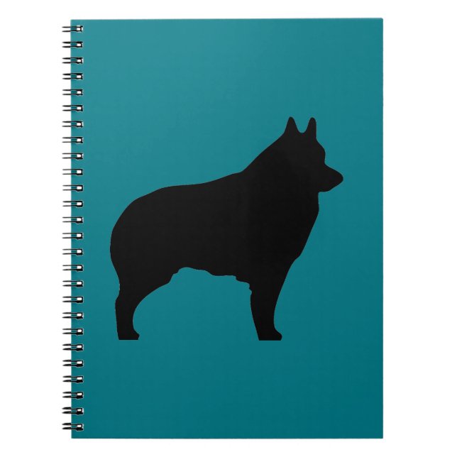 Caderno Espiral Silhueta do cão do Schipperke (Frente)