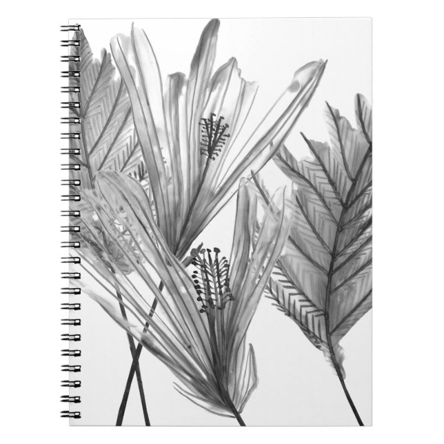 Caderno Espiral Silhueta Floral - Cinza (Frente)