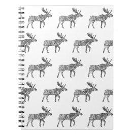 Caderno Espiral Silhueta Mose Ornamental Negra