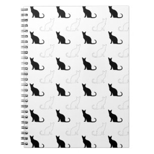 Caderno Espiral Silhuetas De Gatos Pretos E Brancos