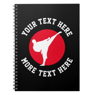 Caderno Espiral Silhuette de pontapé de pontapé de caratê de ar