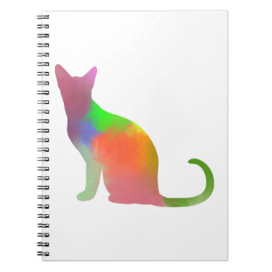 Caderno Espiral Silhuette Gato de Aquarela