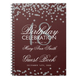 Caderno Espiral Silver 18º Aniversário do Livro Confetti Burgundy