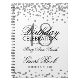 Caderno Espiral Silver 18º Aniversário Livro de Convidados Glitter