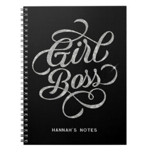 Caderno Espiral Silver Diamond Glam Girl Typografia Black