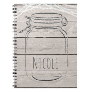 Caderno Espiral Silver Faux Glitter Mason Jar Sparkle Rustic Glam