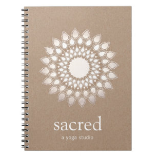 Caderno Espiral Silver Lotus Mandala Yoga e Professor de Meditação