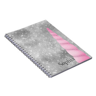 Caderno Espiral Silver Sparkle Pink Glam Unicorn