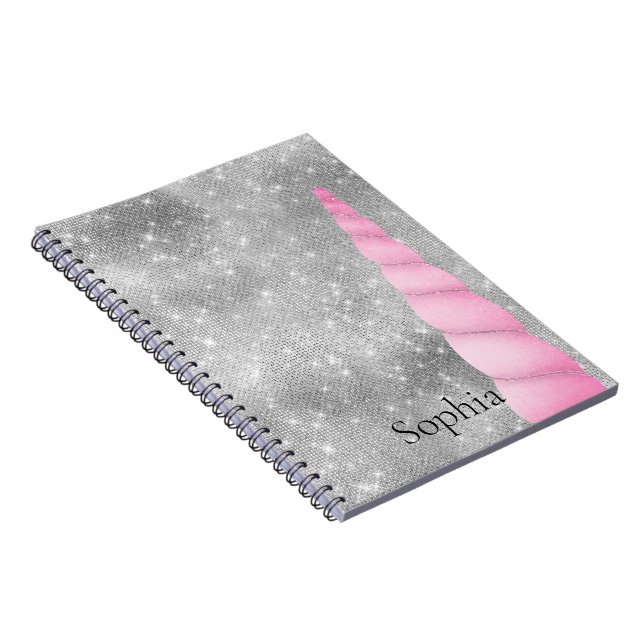 Caderno Espiral Silver Sparkle Pink Glam Unicorn (Lado Direito)