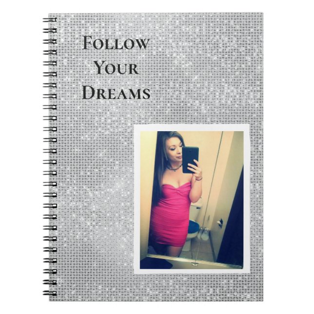 Caderno Espiral Silver Sparkle Sua Cotação Personalizada de Foto (Frente)