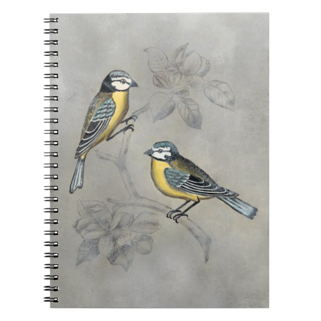 Caderno Espiral Silvered Aviary | Casal de aves (Frente)