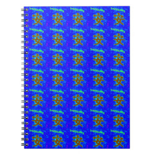 Caderno Espiral símbolo chinês de tranquilidade no notebook azul