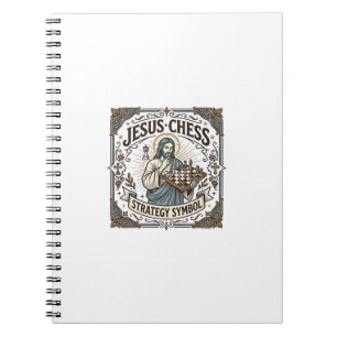 Caderno Espiral Símbolo da Estratégia de Xadrez de Jesus Estratégi