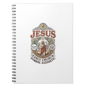 Caderno Espiral Símbolo da Igreja Primitiva de Jesus Estética Jesu