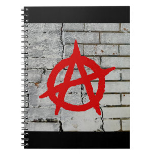 Caderno Espiral Símbolo de Anarquia do Grafite Vermelho