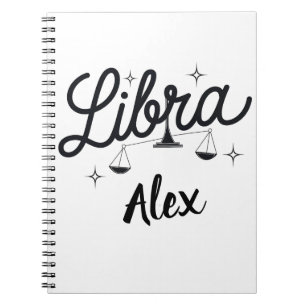 Caderno Espiral Símbolo de Arte Zodiaca Personalizado por Libra