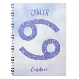 Caderno Espiral Símbolo de Astrologia de Cancer Bonito Personaliza