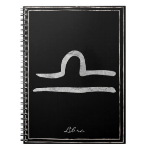 Caderno Espiral Símbolo de astrologia estilizado em prata martelad