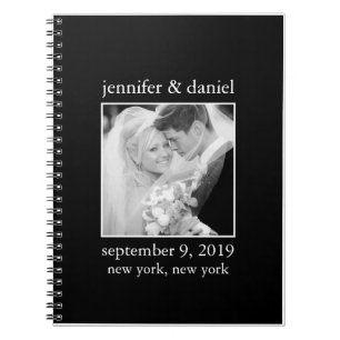 Caderno Espiral Símbolo de Convidado Elegante de Casamento Negro 