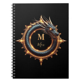 Caderno Espiral 🐉 Símbolo de Dragão de Fantasia com Nome Personal